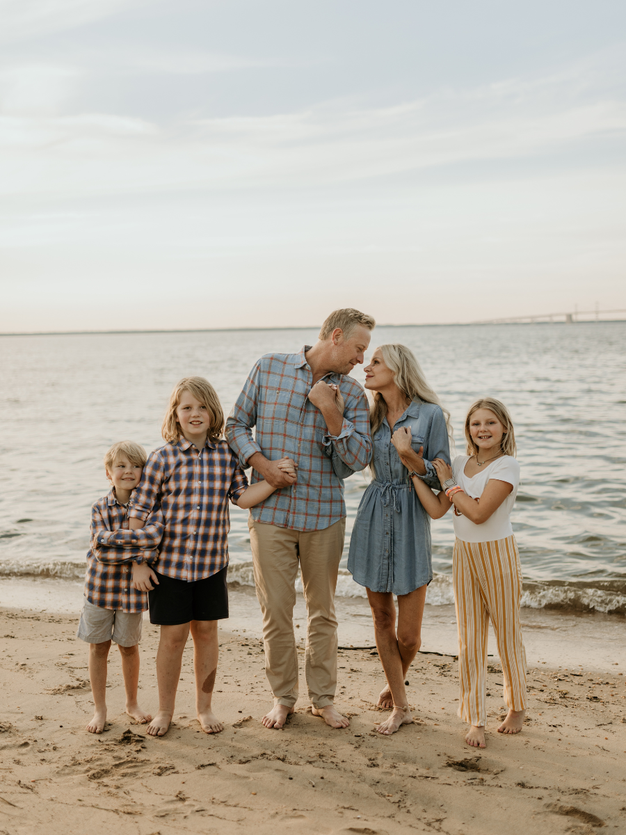 Family of Five Portrait on the Beach